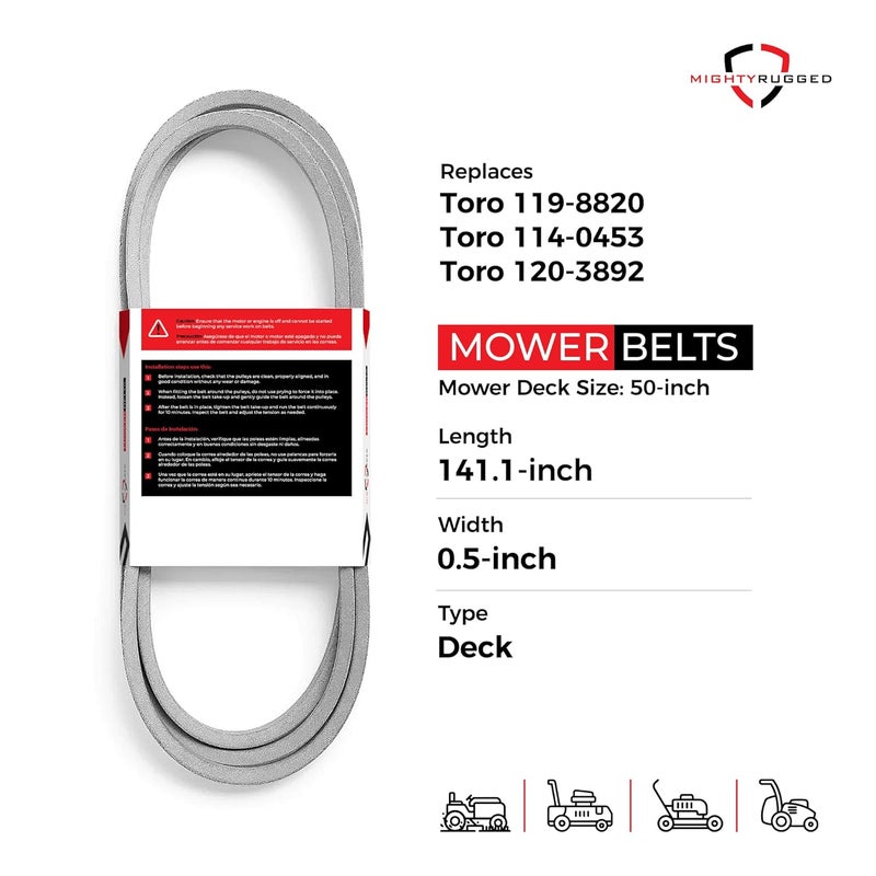 MightyRugged 119-8820 Toro Belt Replacement - Belt Length 141-1/2" - Heavy-Duty, Durable, Aramid Cord Replacement for Toro Timecutter 50 Inch Deck Belt for SS5000, SS5060, MX5060, 74630, 74361, 74632 - Image 4